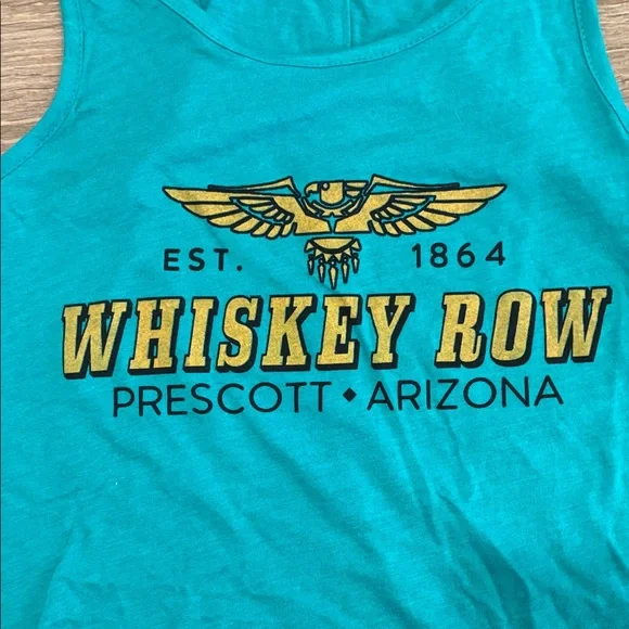 Whiskey Row Prescott Arizona Teal Tank Top for Women Small - Picture 3 of 4